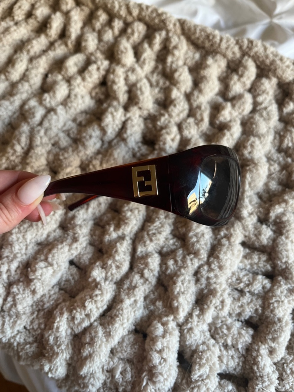 Fendi Women's Dark Tortoiseshell Sunglasses with Gold Logo Accent